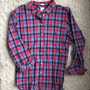 J. Crew Boy Fit Blue/Red Tartan Plaid Button-Down
